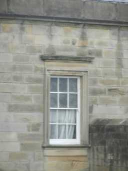 Oblique view of right window of East Lodge to Streathlam Castle October 2016